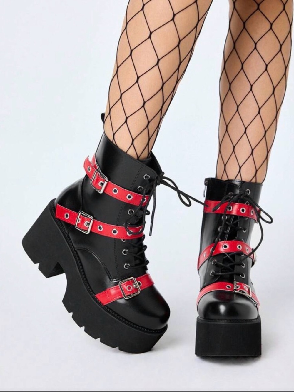 Blk with red striped punk shoes